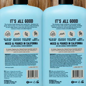 California Naturals duo in shower applied to hair illustrating daily use benefit