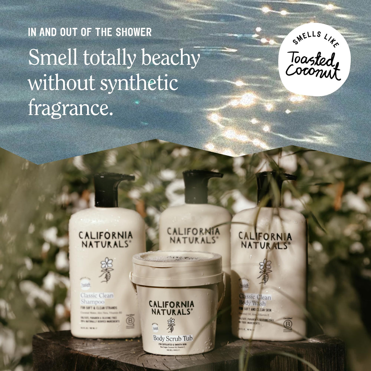 California Naturals on bathroom shelf in lifestyle scene promoting everyday use