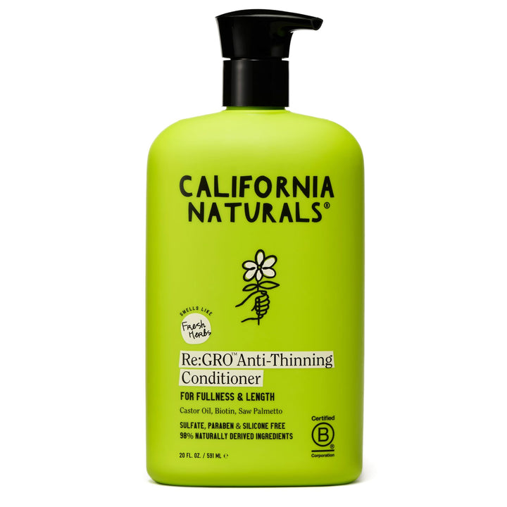 California Naturals Re:GRO front bottle showing label and size, clear product identity