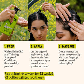 California Naturals serum staged with shampoo and conditioner in routine