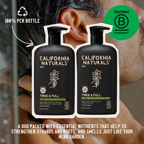 California Naturals botanical close-up with rosemary and caffeine extracts highlighted