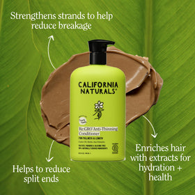 California Naturals Re:GRO creamy conditioner texture being poured, shows moisturizing richness
