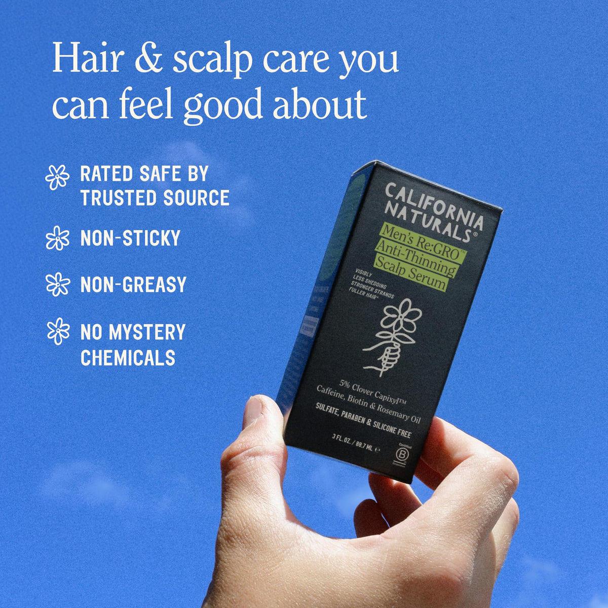 California Naturals Re:Gro texture close-up showing lightweight non-sticky finish