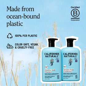 California Naturals bottles in hand for clear 16.5 oz size comparison