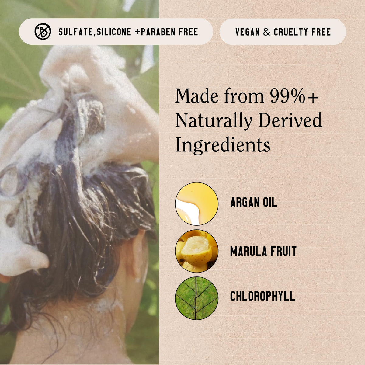 California Naturals foam lather close-up illustrating lightweight cleansing and hydration