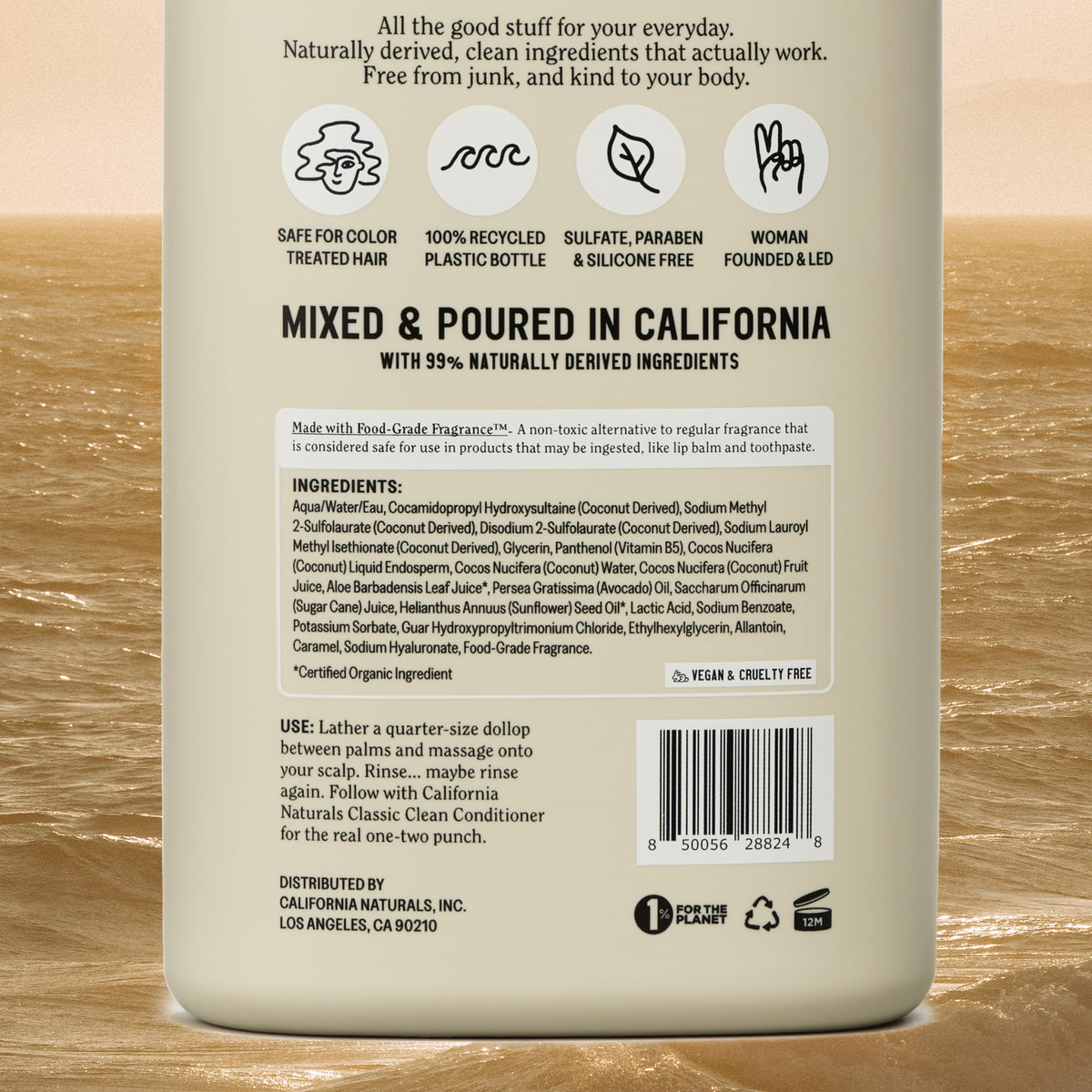 California Naturals 20 fl oz bottle beside common object indicating true size