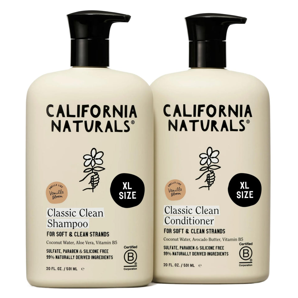 California Naturals front packaging showing both 20 fl oz Vanilla Bloom bottles and benefits