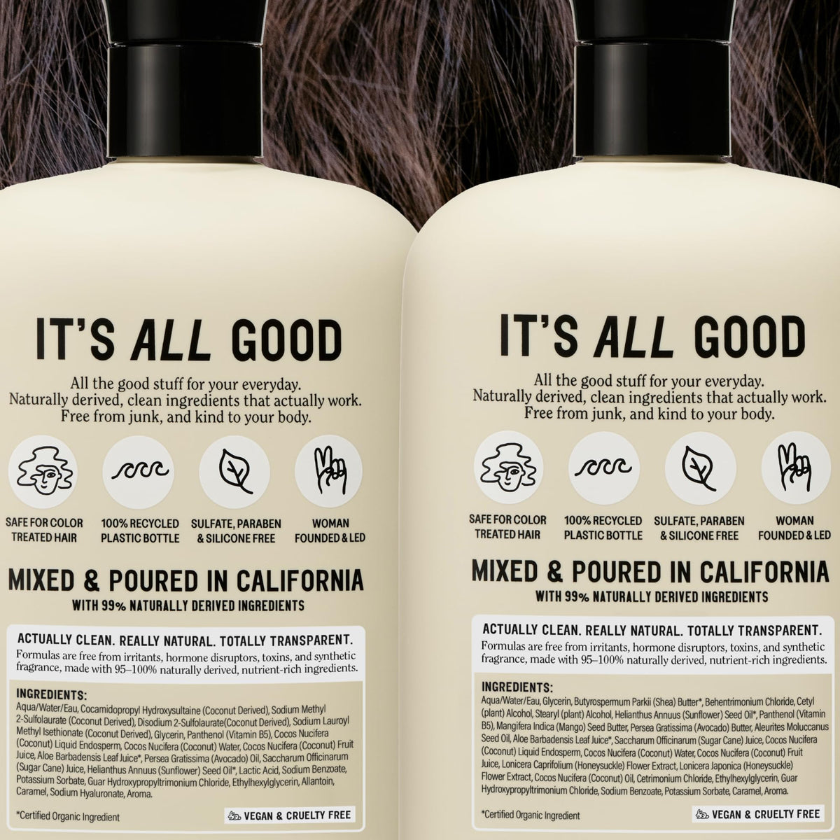 California Naturals bottles styled on bathroom shelf suggesting sustainable, aesthetic routine