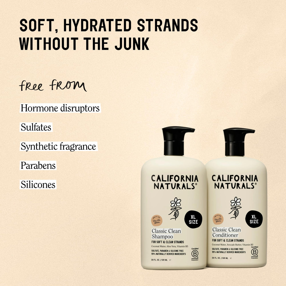 California Naturals conditioner cream in hand illustrating silky, non-greasy hydration