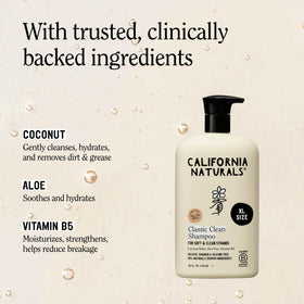 California Naturals shampoo texture lather on hand for gentle cleanse