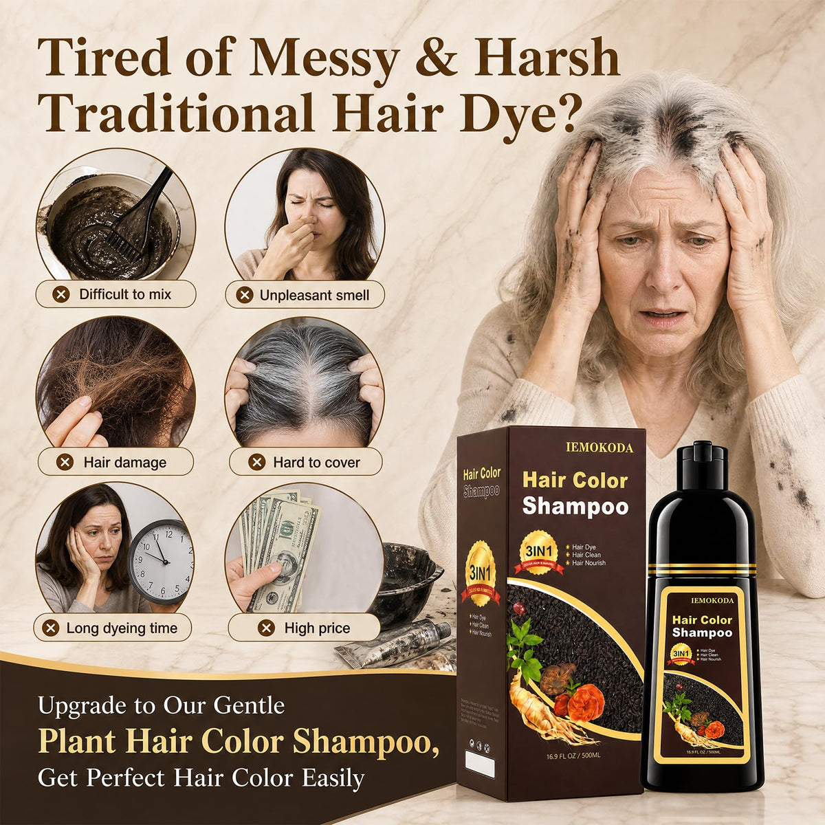 Callmynm herbal ingredients close-up with ginseng and sesame promoting gentle nourishment benefit