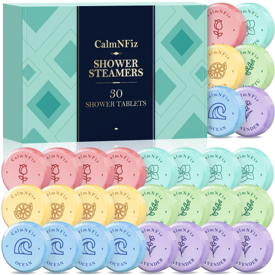 CalmNFiz front box packaging showing 30 steamers and gift-ready design
