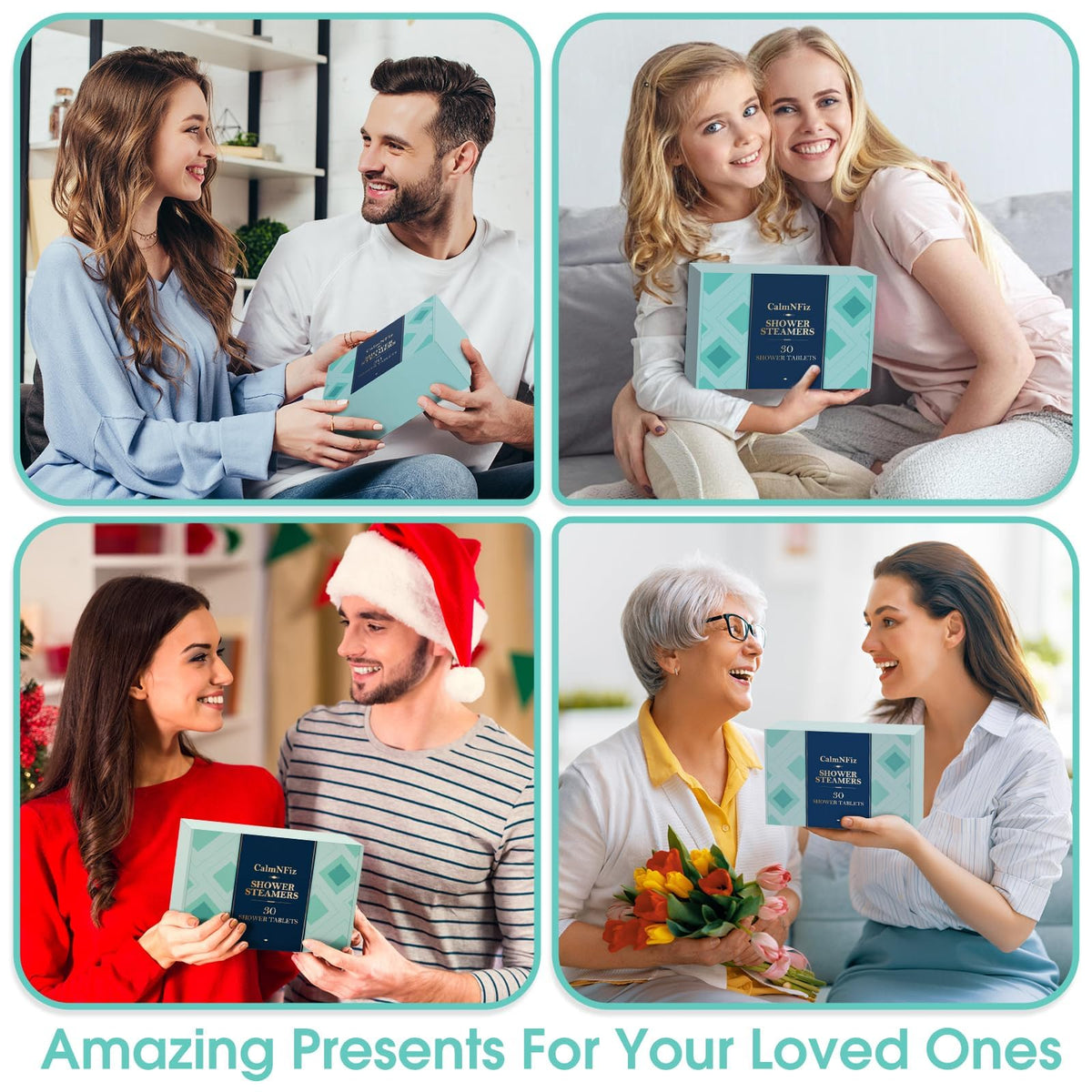 CalmNFiz gift set styled in bathroom for relaxing self-care presentation