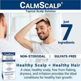 CalmScalp label ingredients detail emphasizing simple seven-ingredient formula and transparency