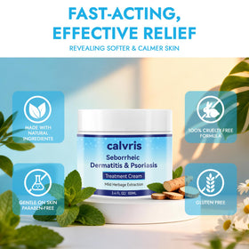 Calvris jar on bathroom shelf with routine-ready, gentle care
