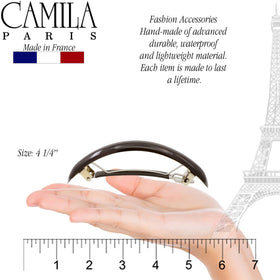 Camila detail of polished cellulose acetate pattern highlighting scratch resistance