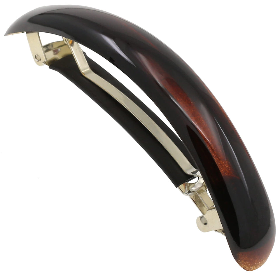 Camila front view showing tortoise shell barrette and elegant finish for reliable hold