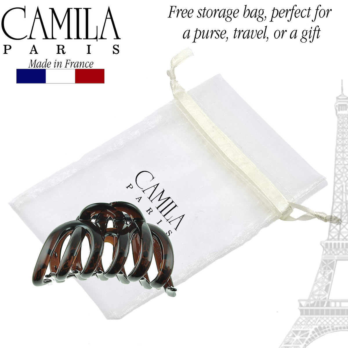 Camila Paris clip securing a high bun providing all-day hold