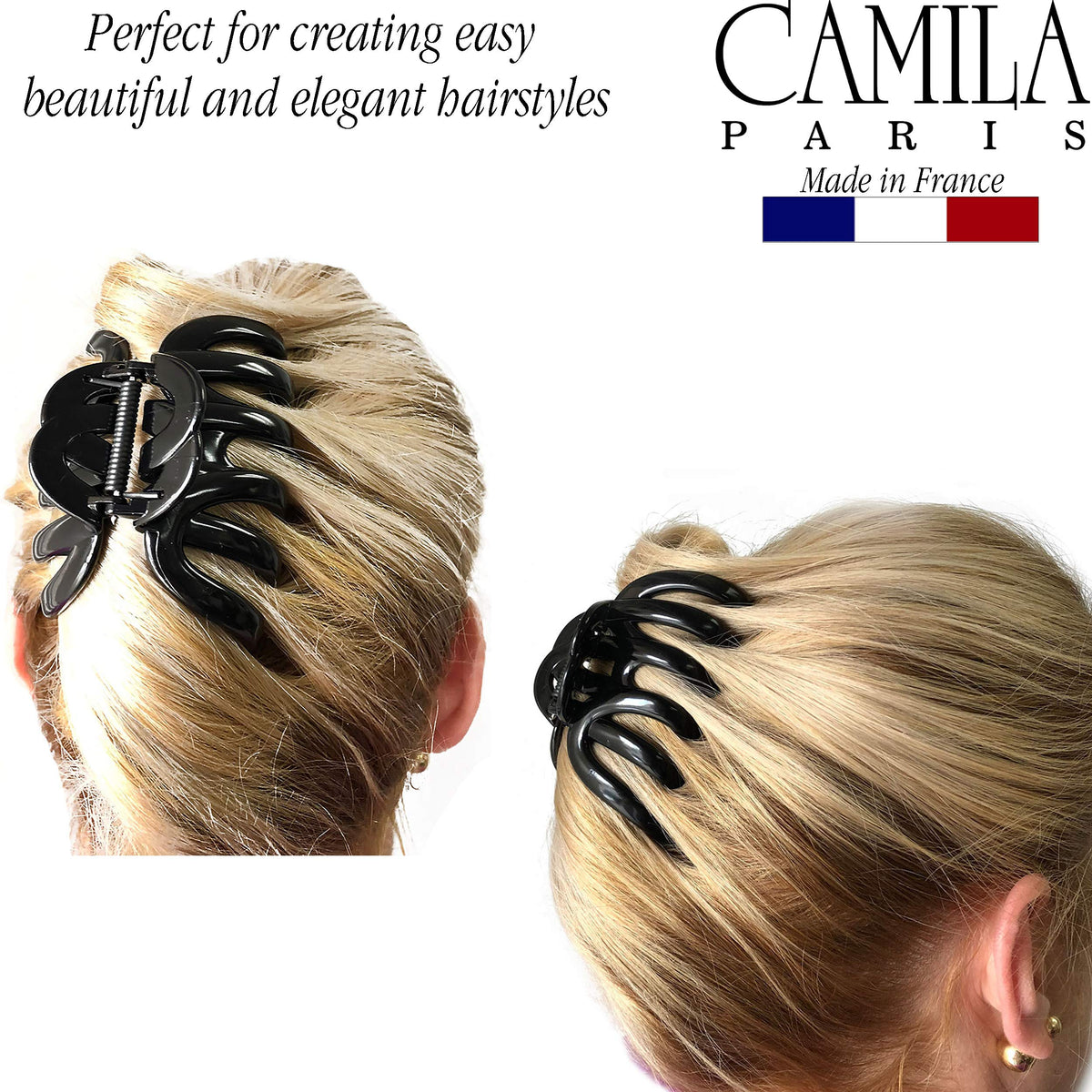 Camila Paris close-up of octopus prongs delivering secure grip for thick hair