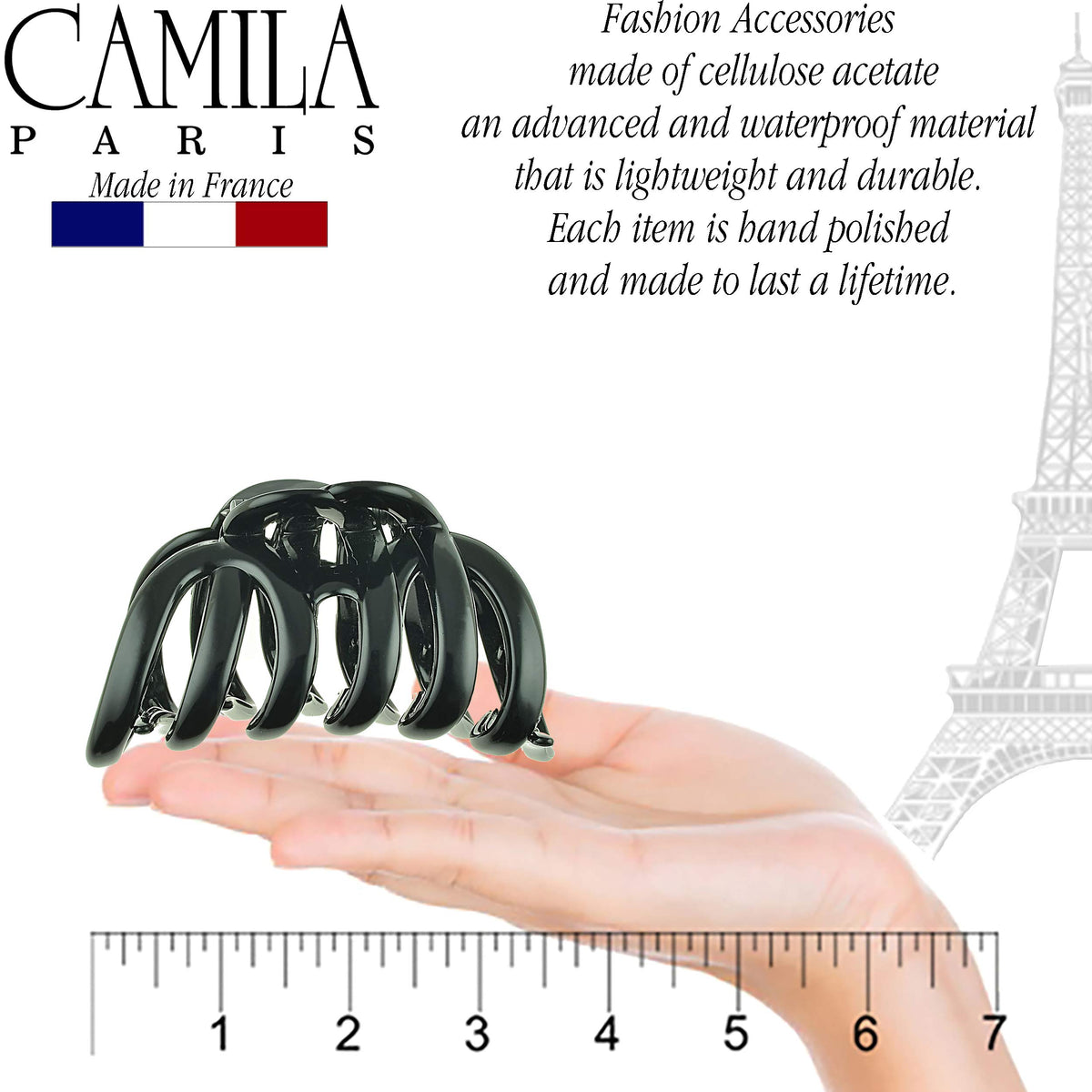 Camila Paris texture detail of cellulose acetate showing durable polished surface