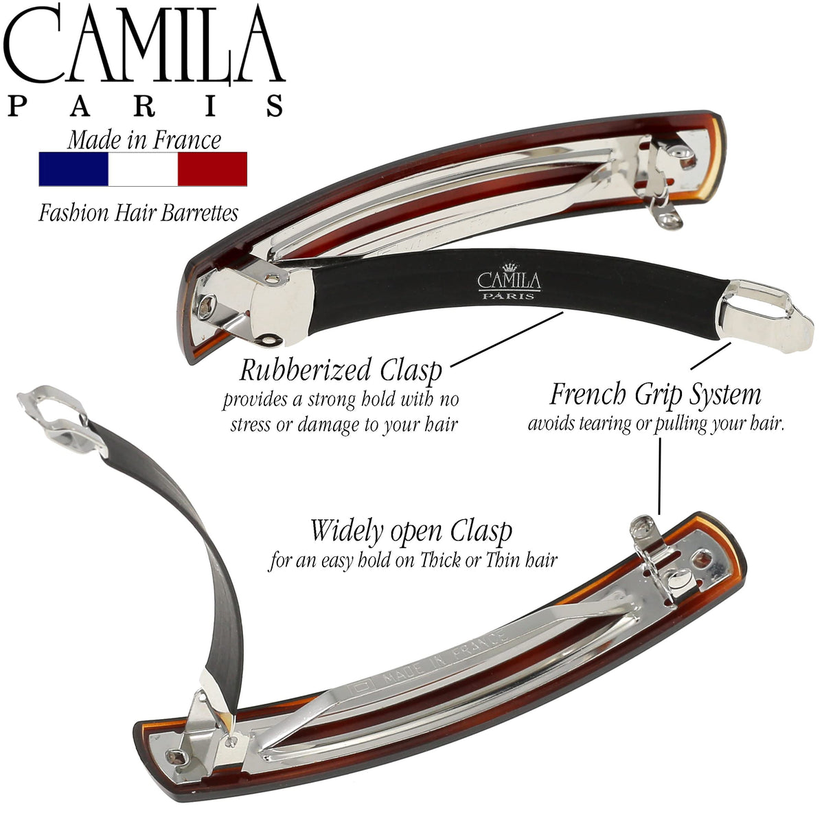 Camila Paris securing a low bun to show firm, snag-free hold and neat finish