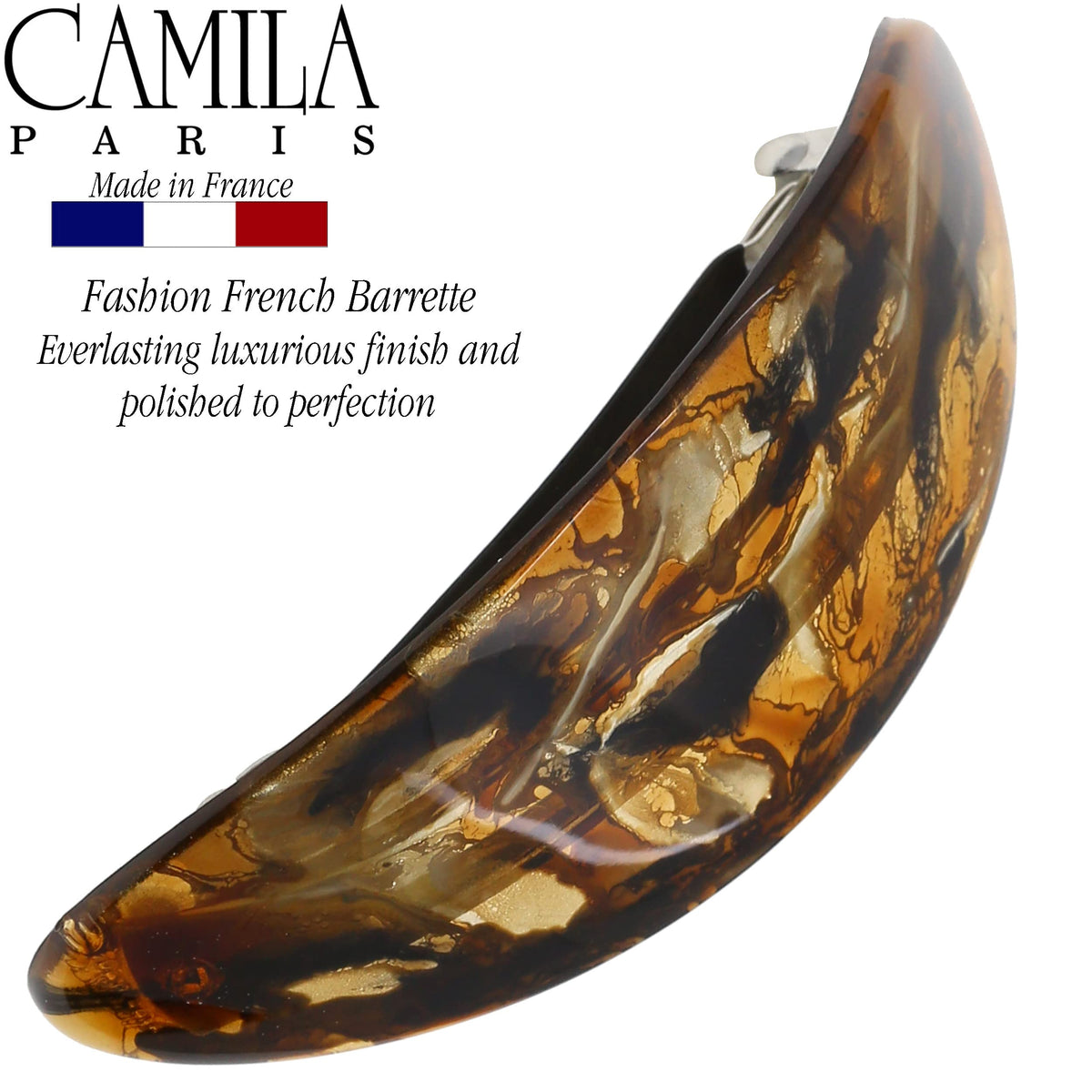Camila Paris barrette used in a half-up hairstyle for quick, polished styling