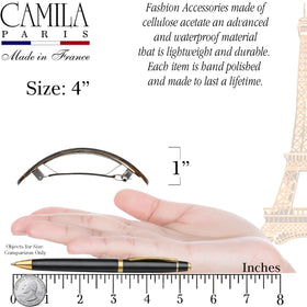 Camila Paris barrette side profile showing acetate texture and sturdy construction