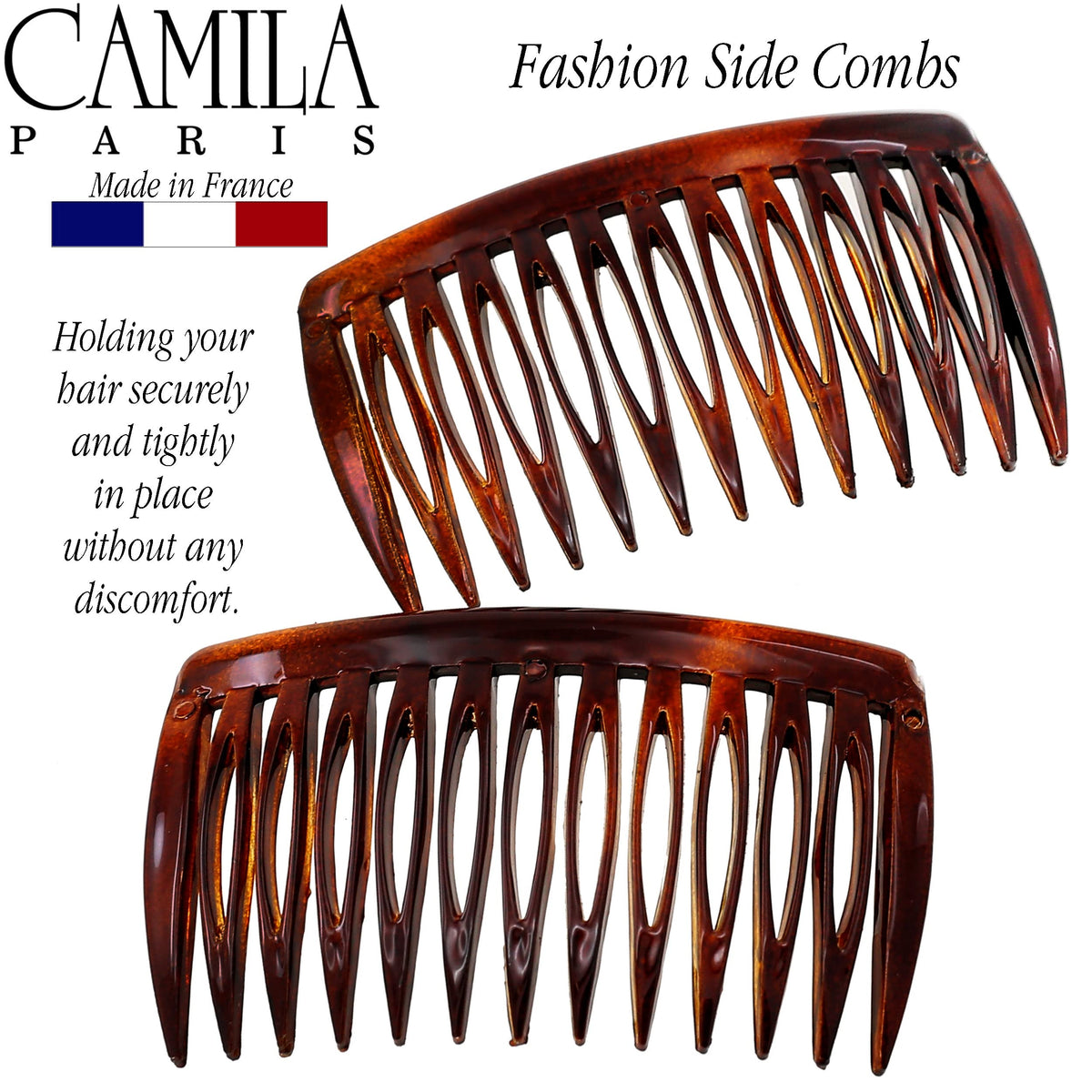Camila Paris double combs holding a bun to show extra stability benefit