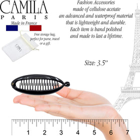 Camila Paris closeup of double comb teeth showing secure grip without snagging