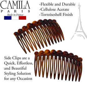Camila Paris combs held in hand to show compact size and lightweight durability