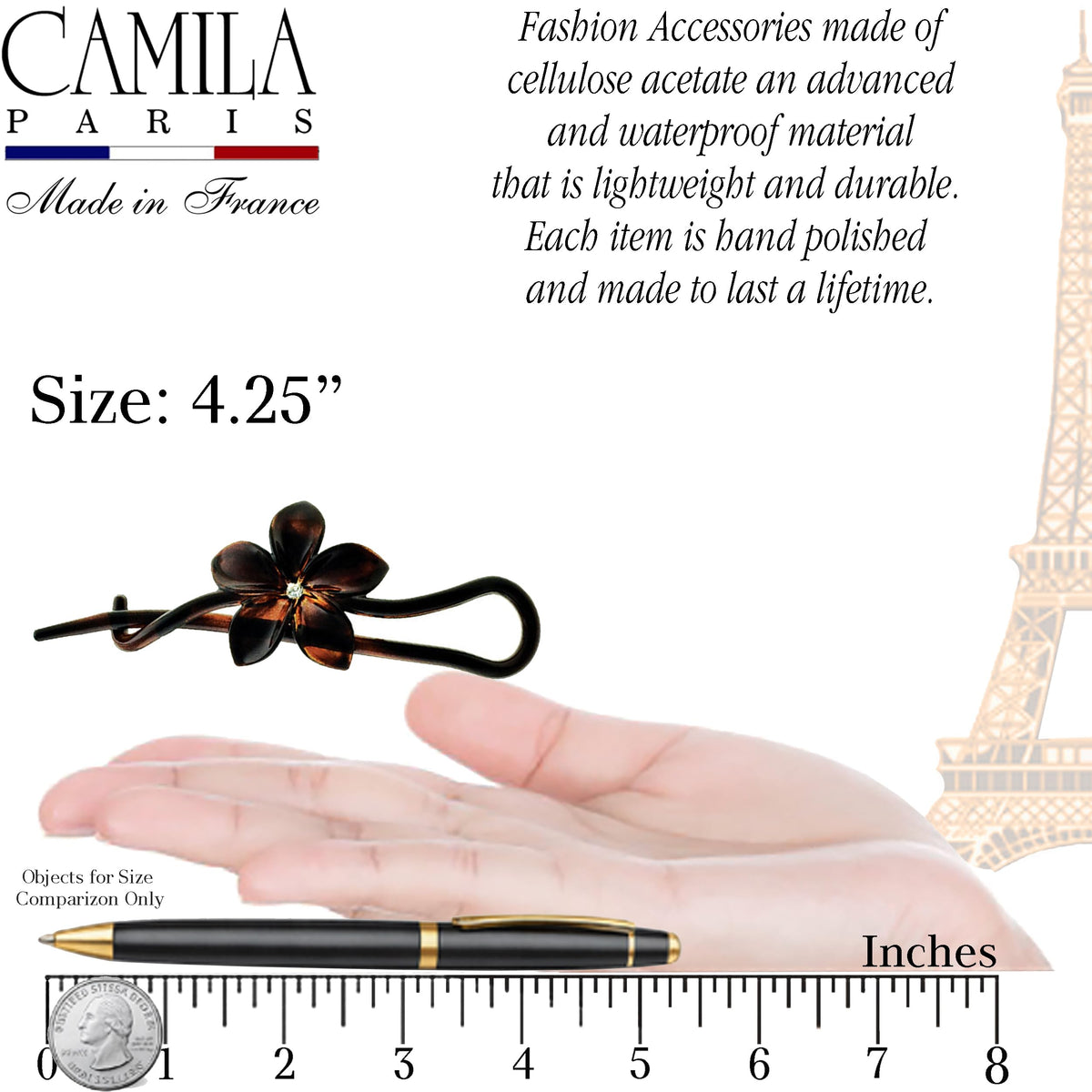 Camila Paris side view clasp mechanism demonstrating strong closure