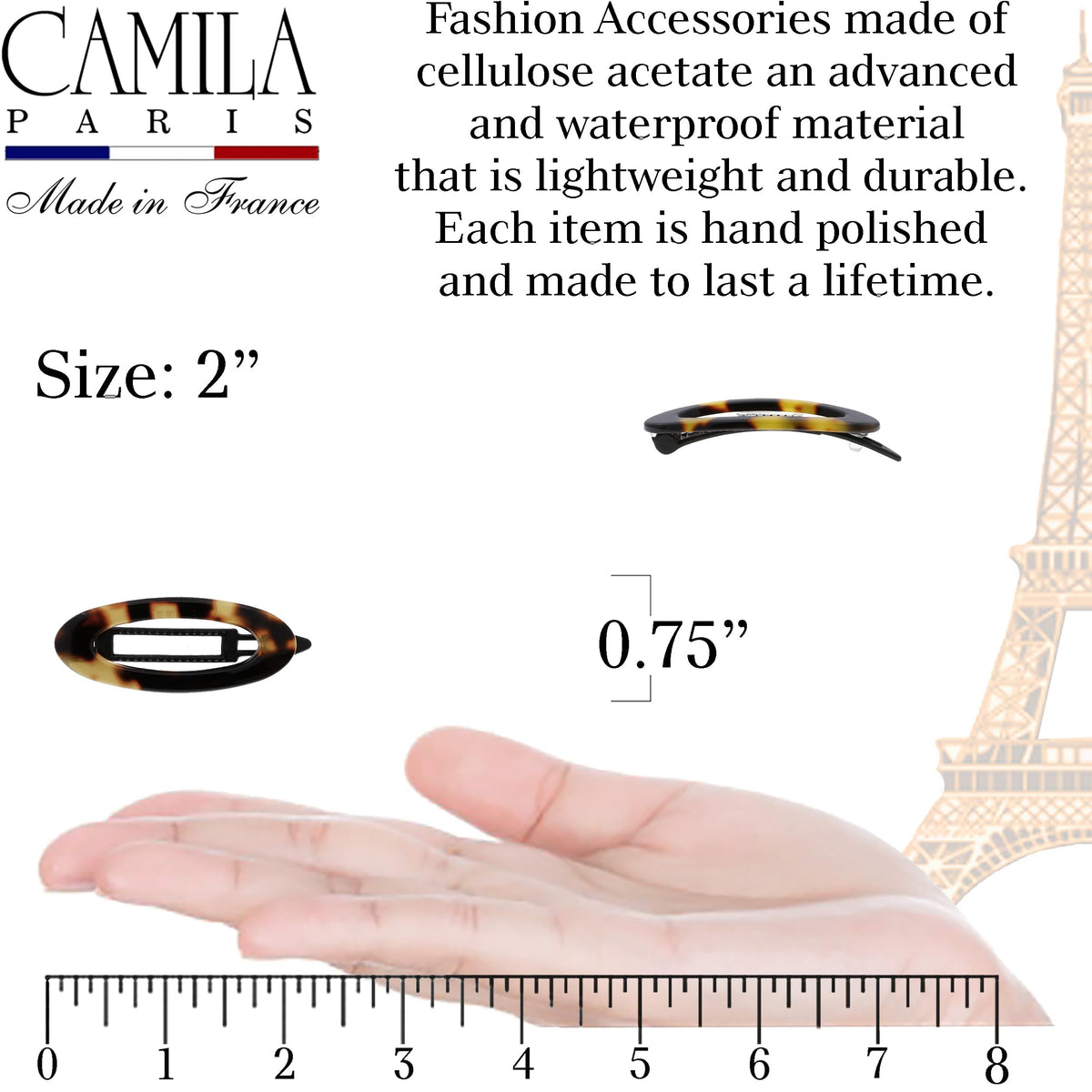 Camila Paris close-up of cellulose acetate texture showing durable polish