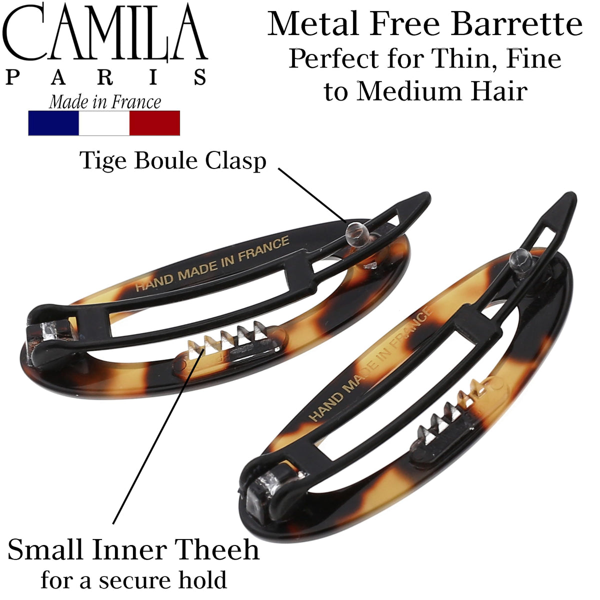 Camila Paris clip worn in hair demonstrating secure, no-slip styling