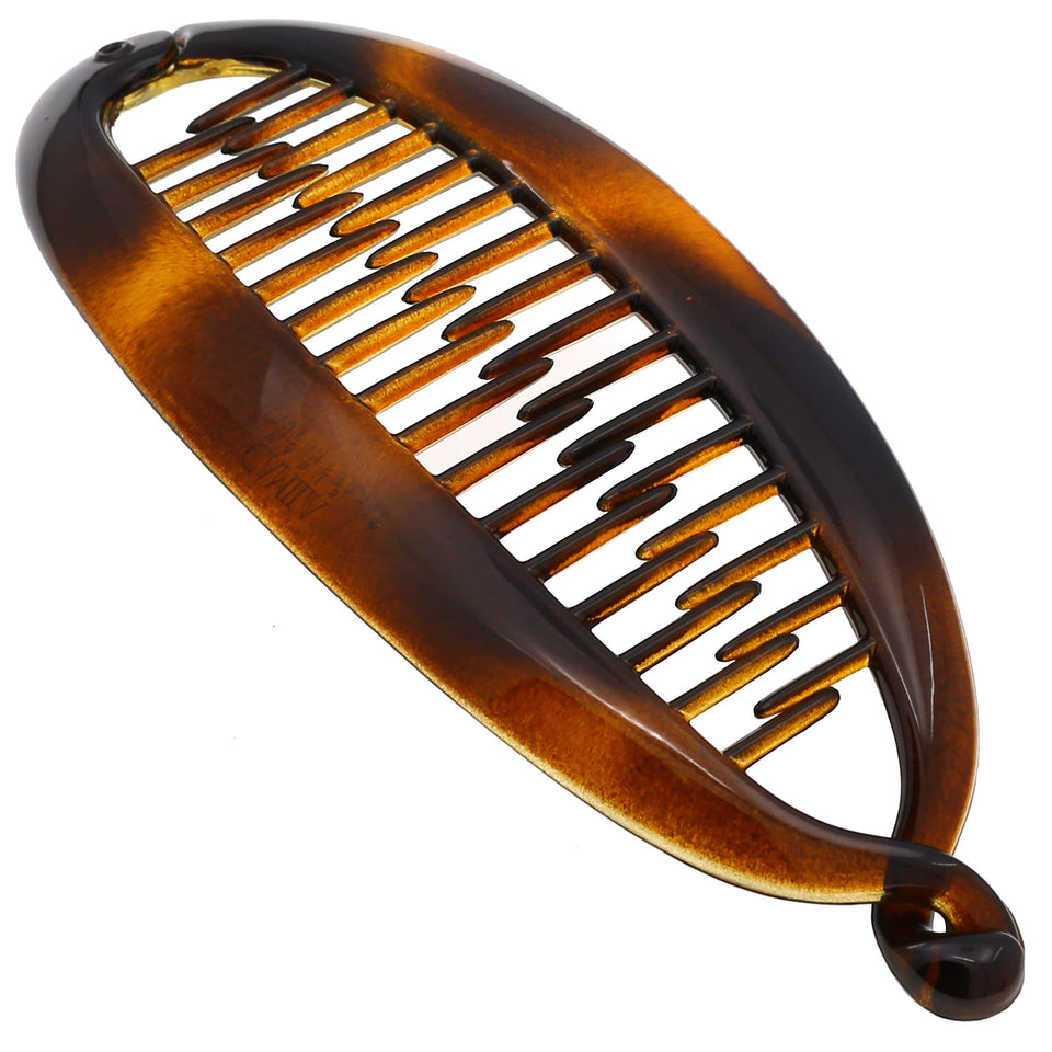 Camila Paris front view tortoise shell clip shows secure hold
