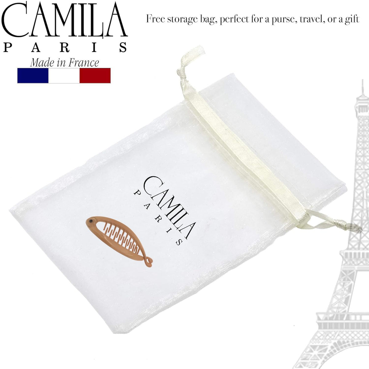 Camila Paris on model wearing half-up style for lightweight hold