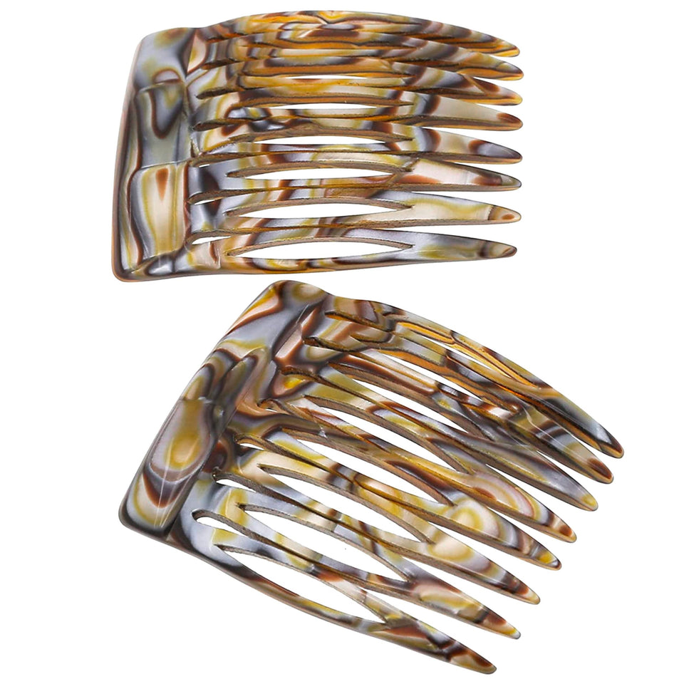 Camila Paris front view showing two onyx side combs and compact packaging for convenience