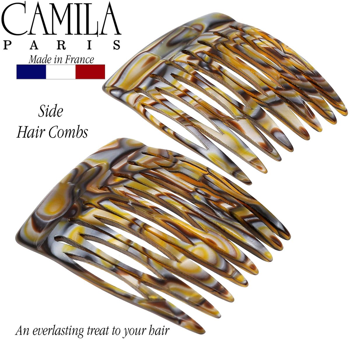 Camila Paris comb holding half-up hairstyle showing discreet secure styling