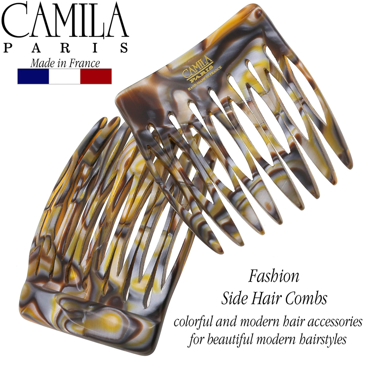 Camila Paris small comb in hand demonstrating compact scale and travel ease