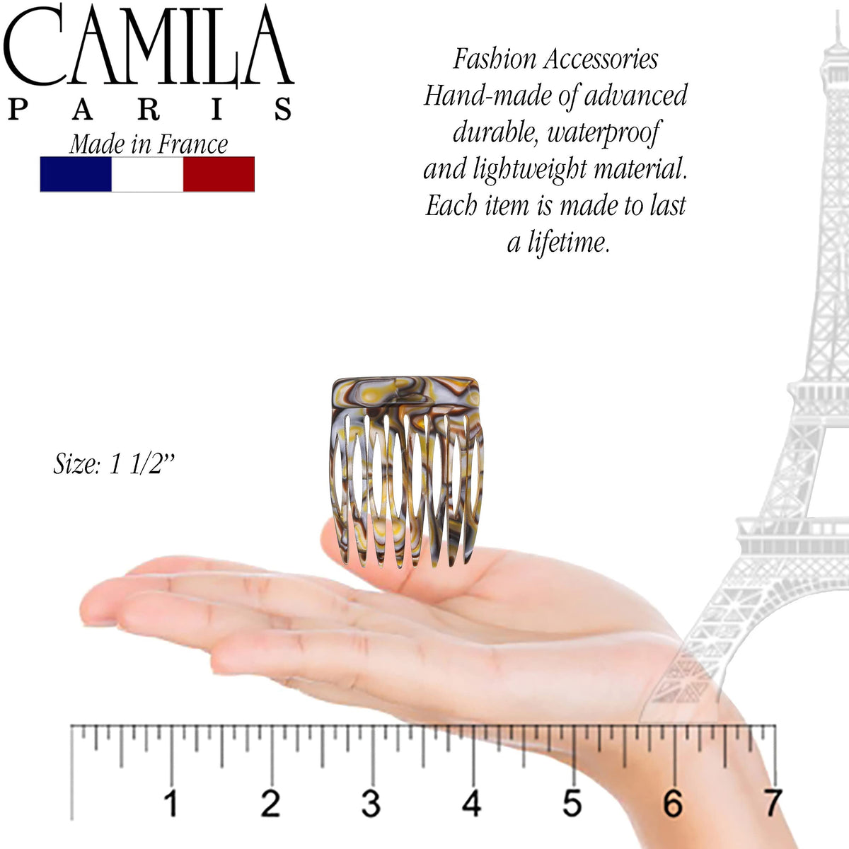 Camila Paris side profile showing comb teeth and curved design for secure grip