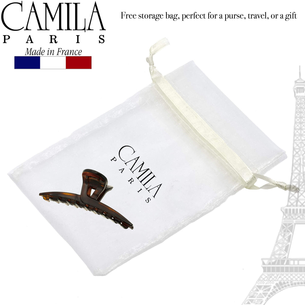 Camila Paris holding a full bun to show strong grip for thick or long hair