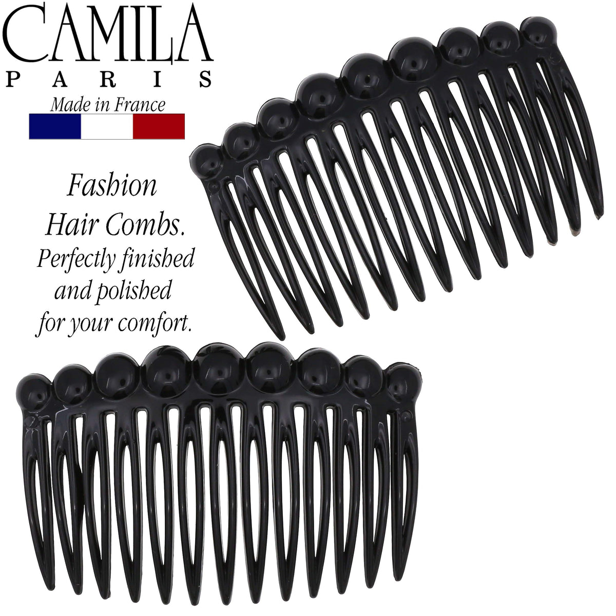Camila Paris close-up of comb teeth demonstrating gentle grip to protect hair