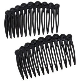 Camila Paris front view of black side comb showing sleek finish and elegant look