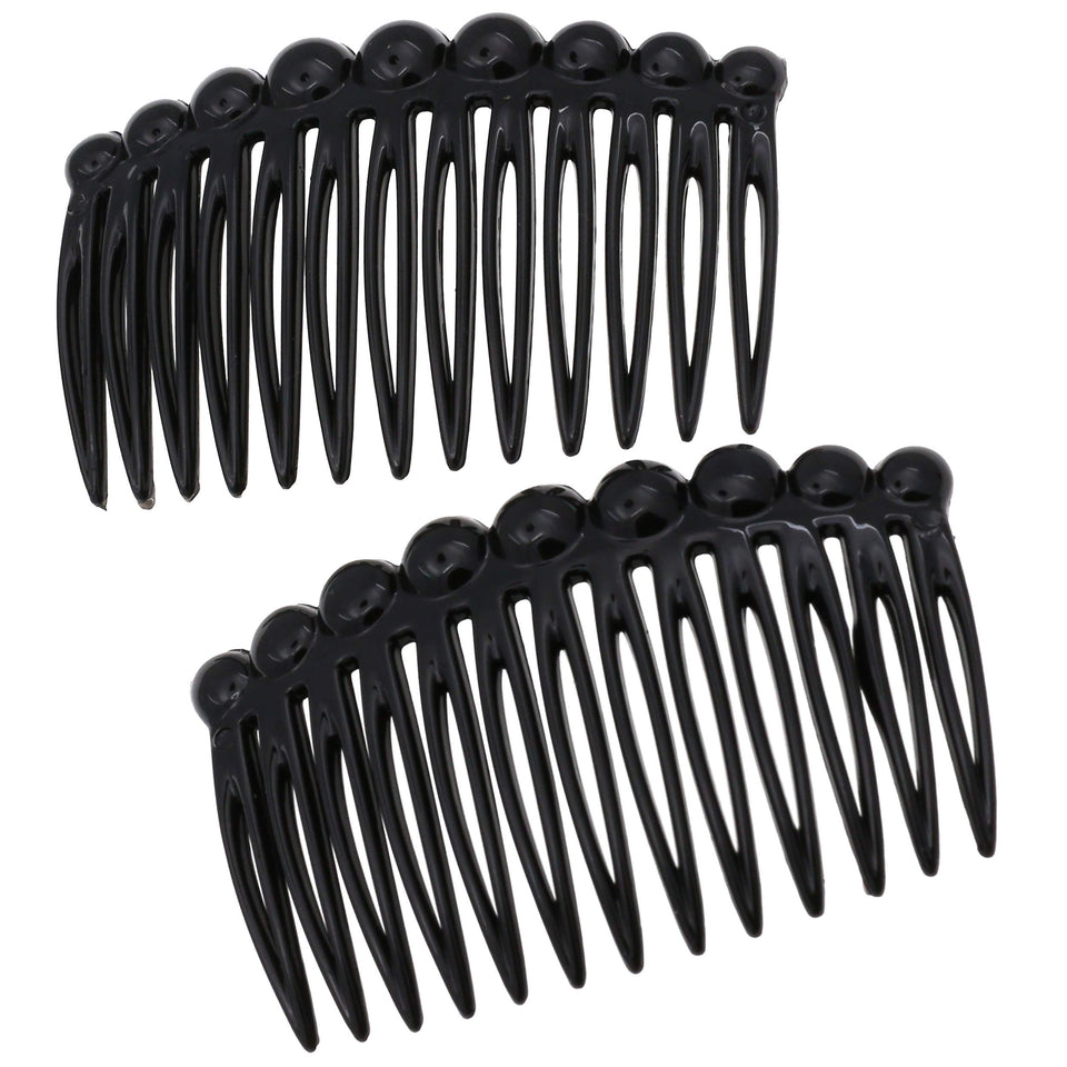 Camila Paris front view of black side comb showing sleek finish and elegant look