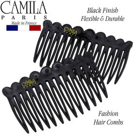 Camila Paris two combs displayed together highlighting durable cellulose acetate