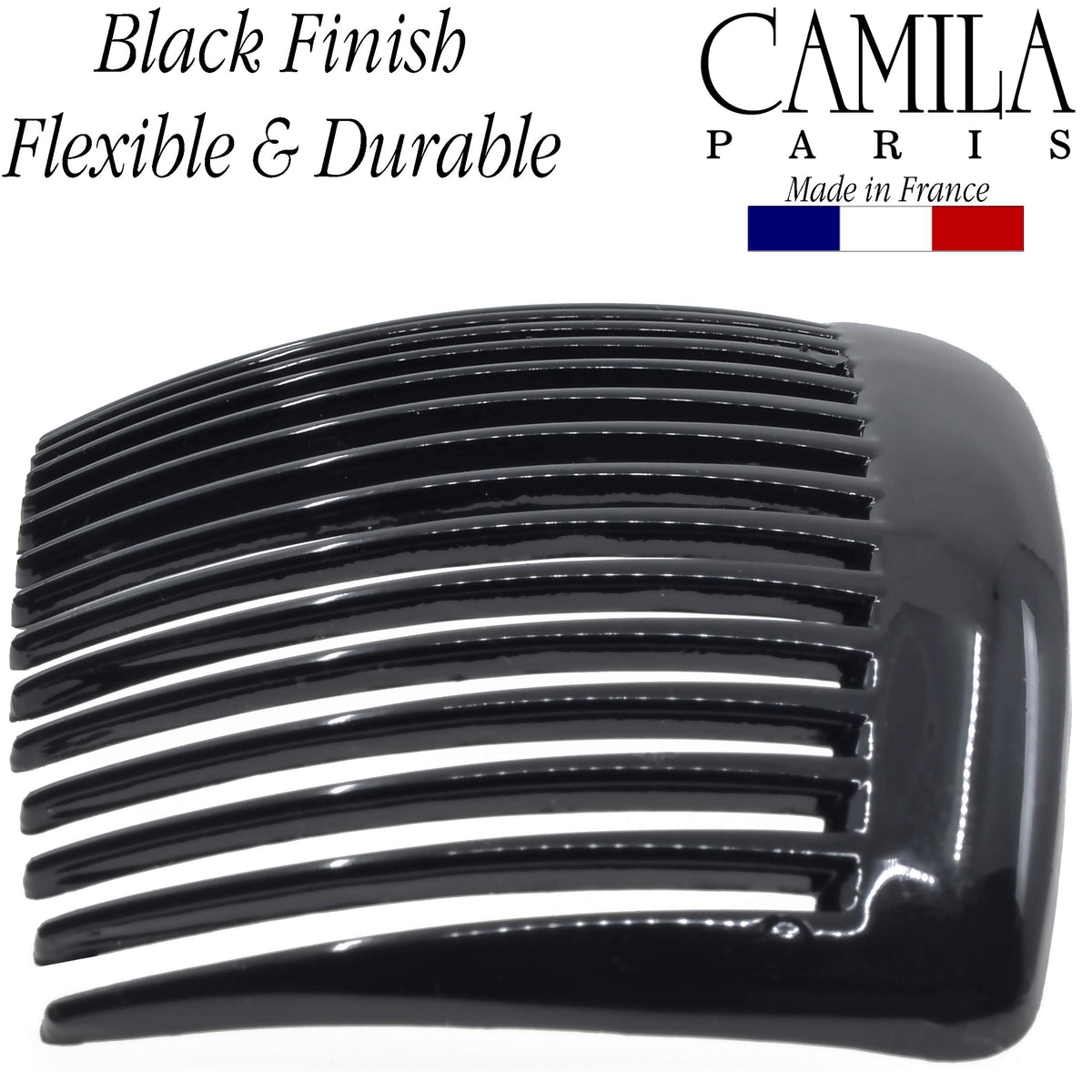 Camila Paris comb in hand showing 4-inch scale for size reference