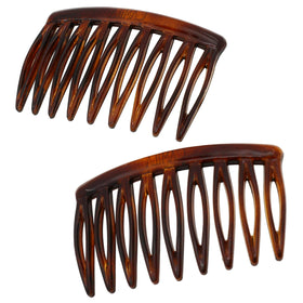 Camila Paris front view showing both small tortoise combs and packaging benefit polished finish