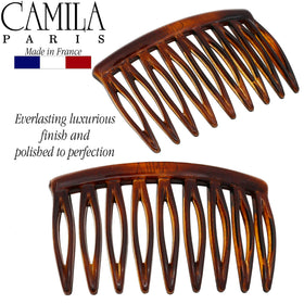 Camila Paris combs securing a French twist demonstrating secure hold and smooth look