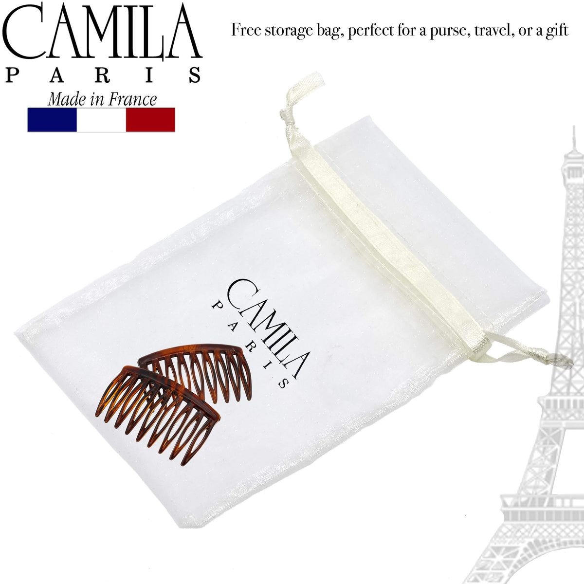 Camila Paris tortoise-shell detail emphasizing rich pattern and classic style