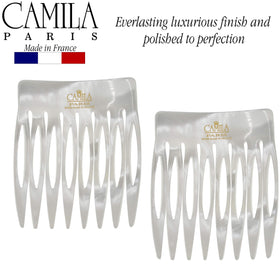 Camila Paris comb used in bun on model demonstrating stylish up‑do hold