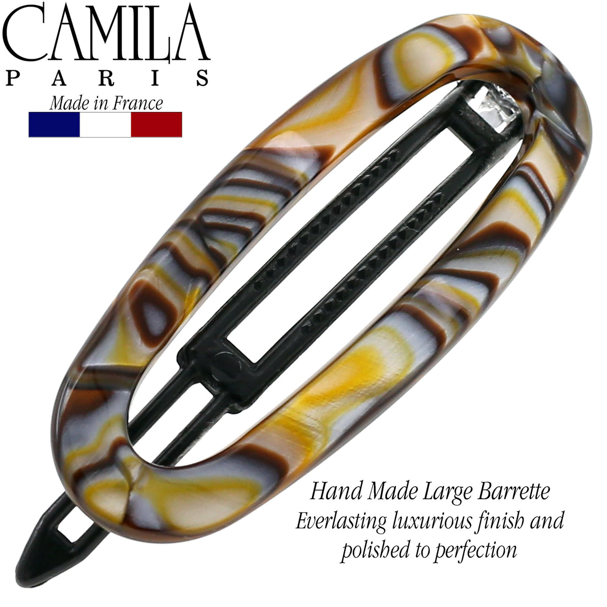 Camila Paris barrette in an updo showing comfortable, secure everyday styling